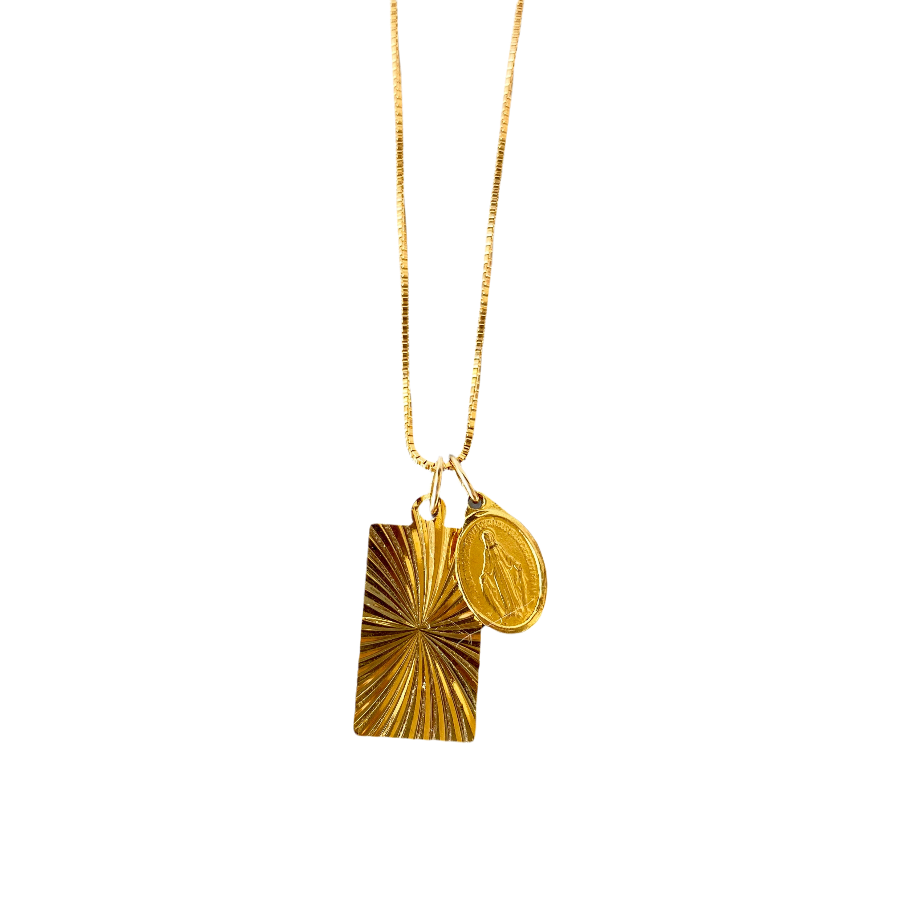 Mary & Retro Rectangle Necklace