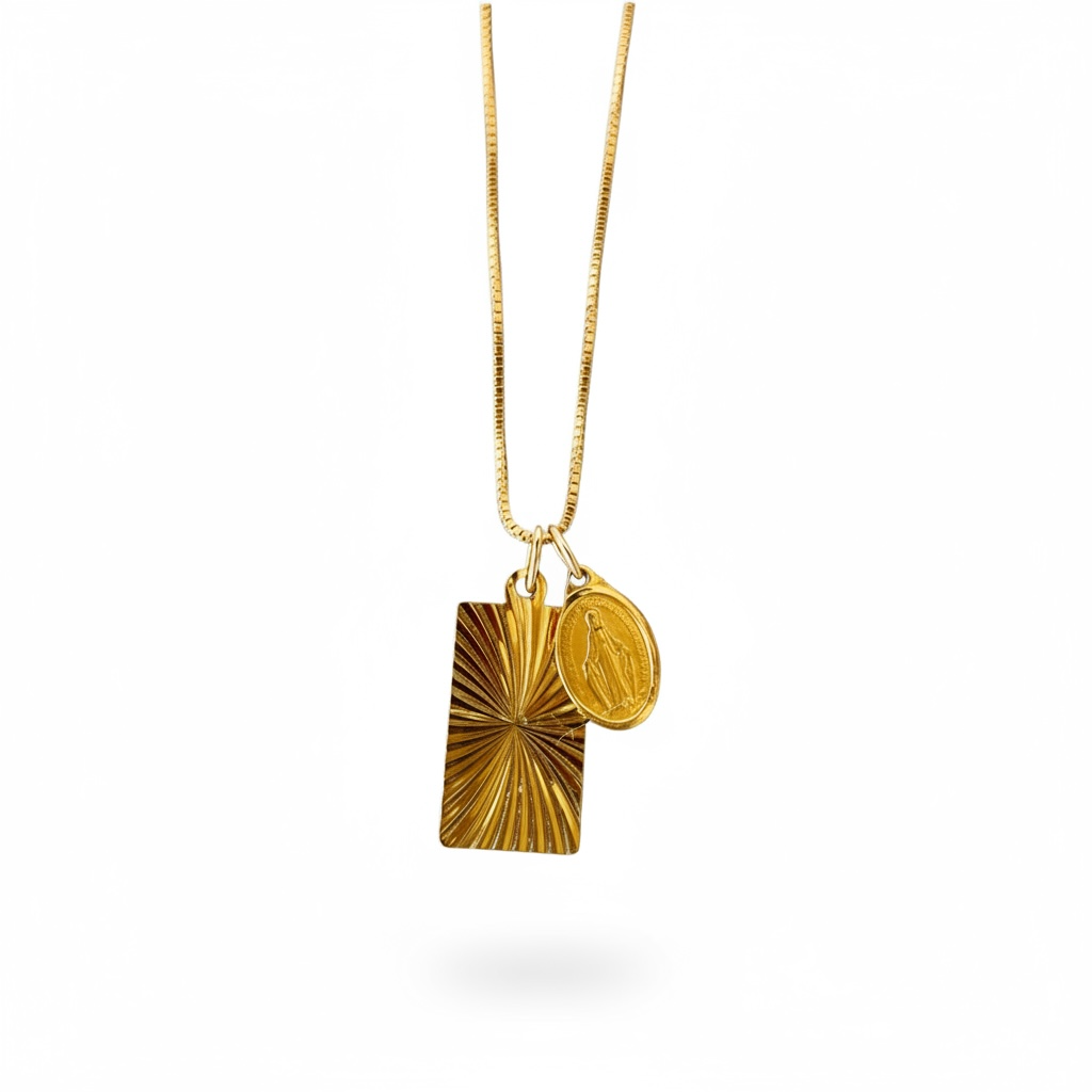 Mary & Retro Rectangle Necklace