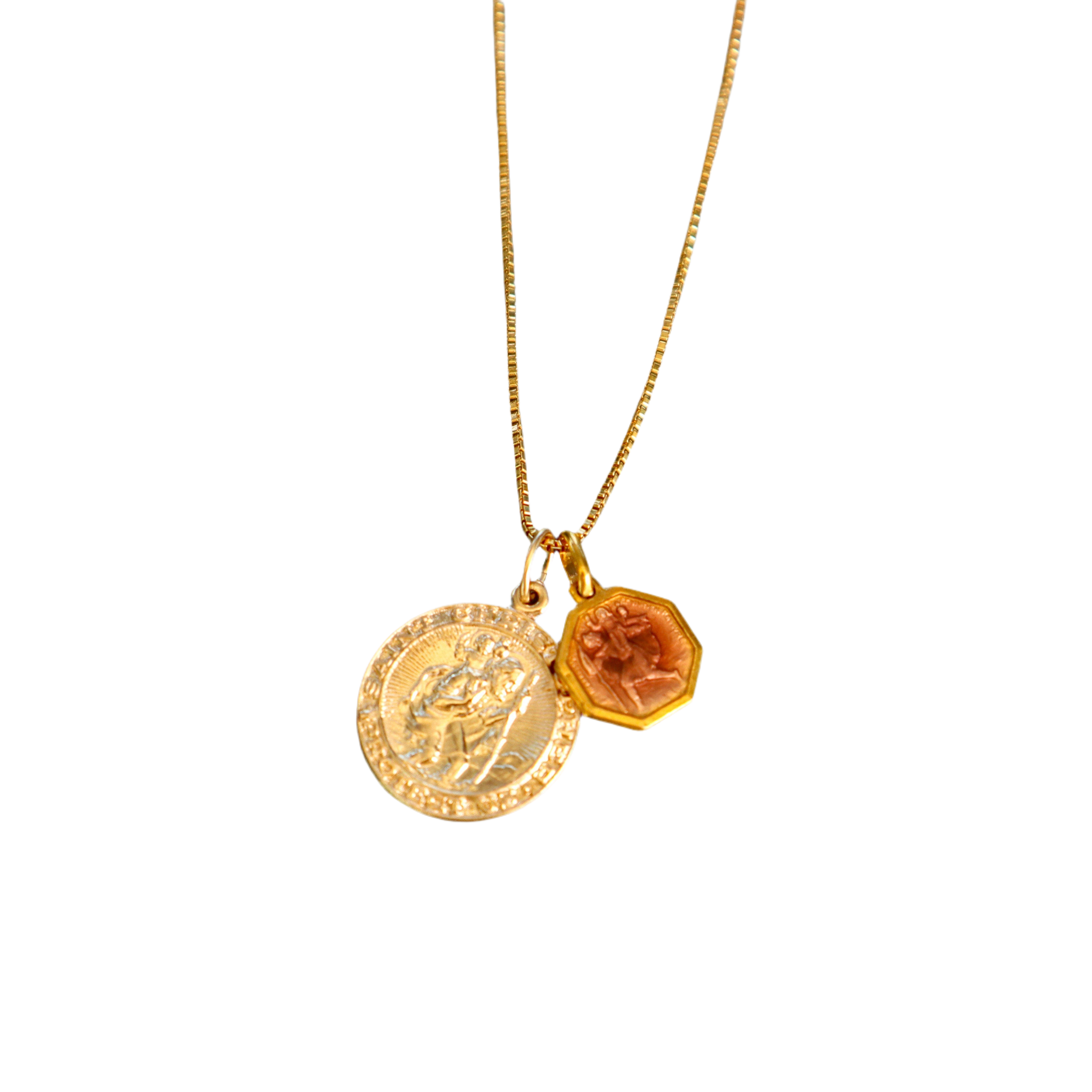 Double Saint Christopher Pendants (Rose Gold)