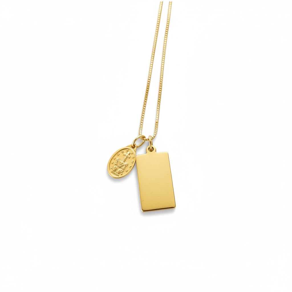 Mary & Retro Rectangle Necklace