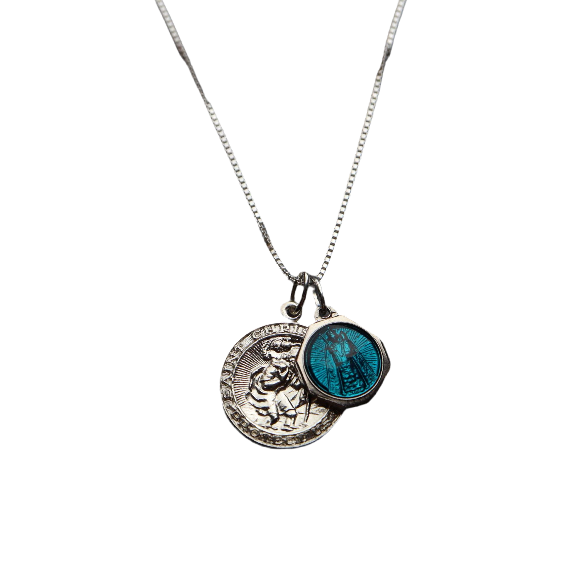 Sterling Silver Saint Christopher + Vintage Saint Anne Pendant