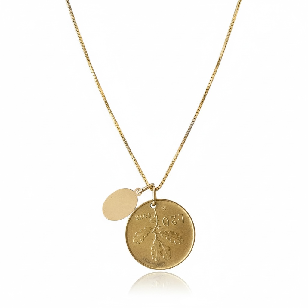 Italy 20 Lire Coin + Saint Christopher Pendant