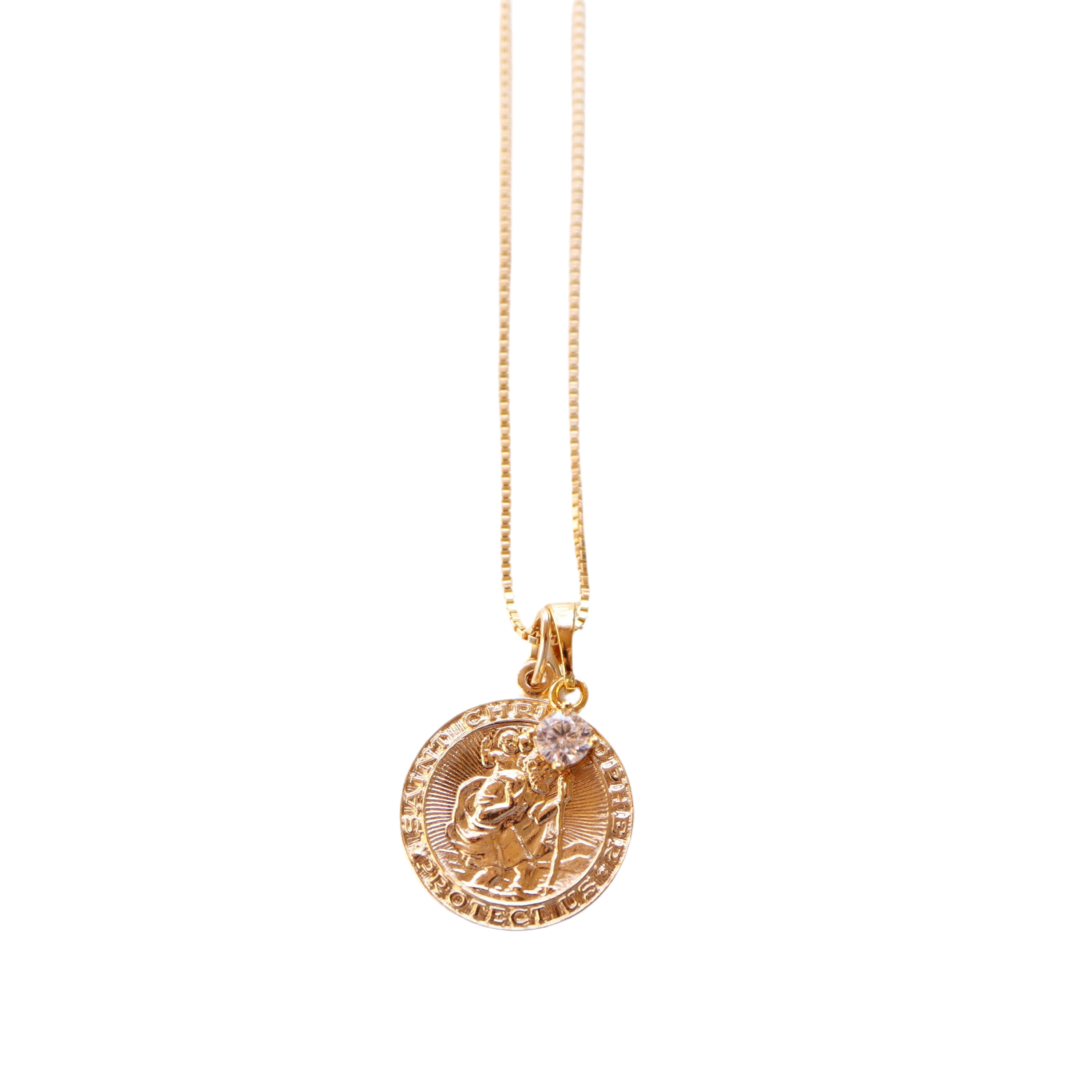 Saint Christopher + Cubic Zirconia Pendant