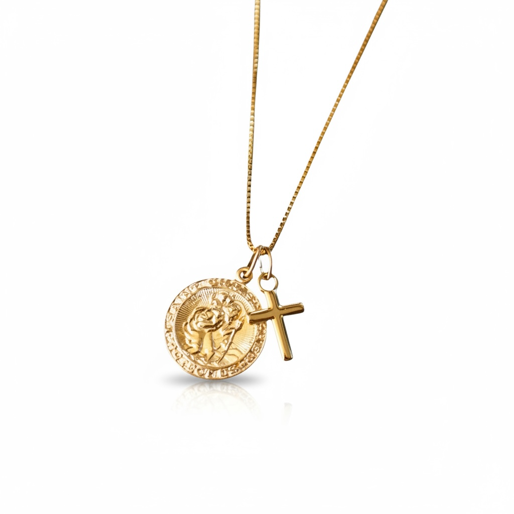 Saint Christopher + Cross Pendant