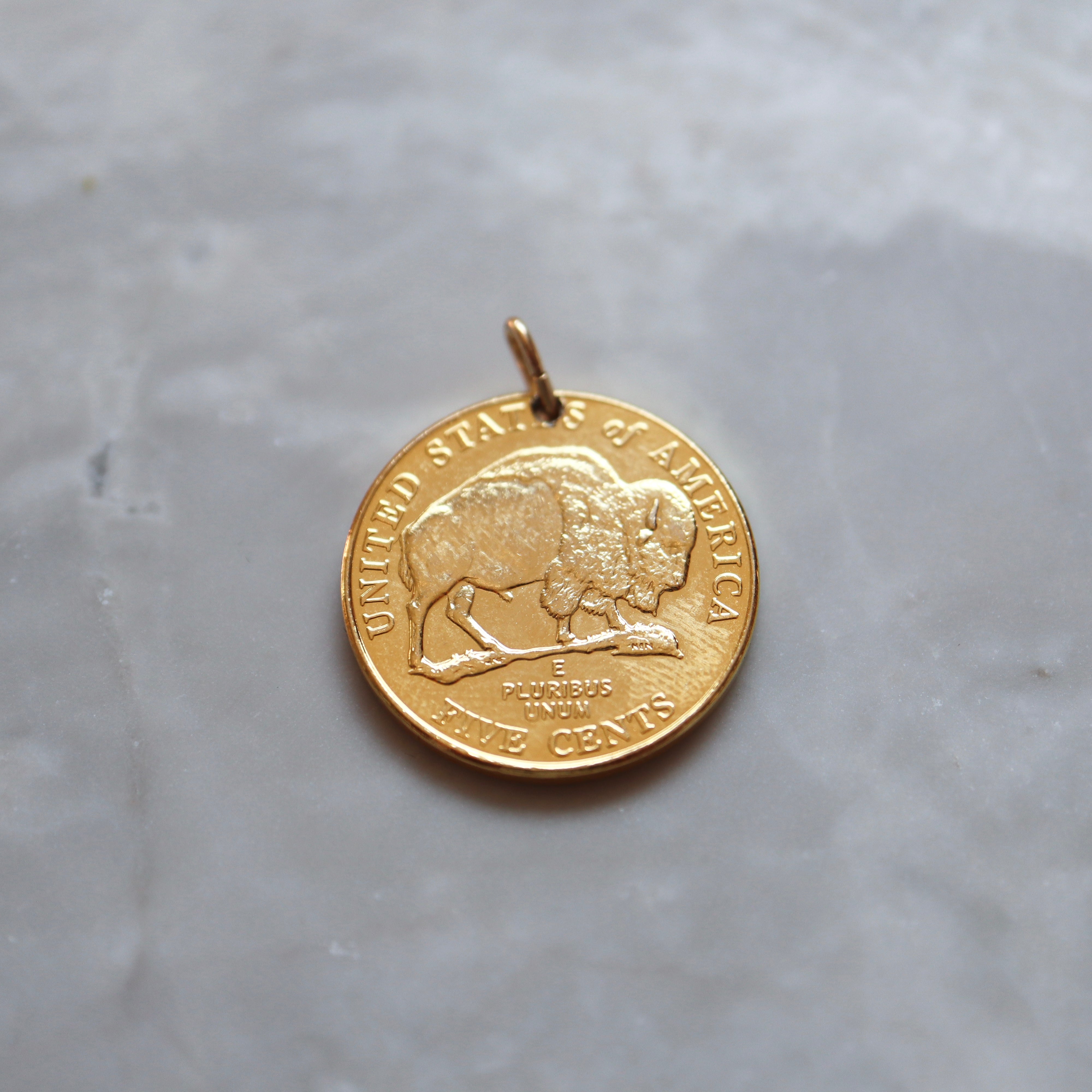 United States | 24K Gold Plated Buffalo Nickel Pendant