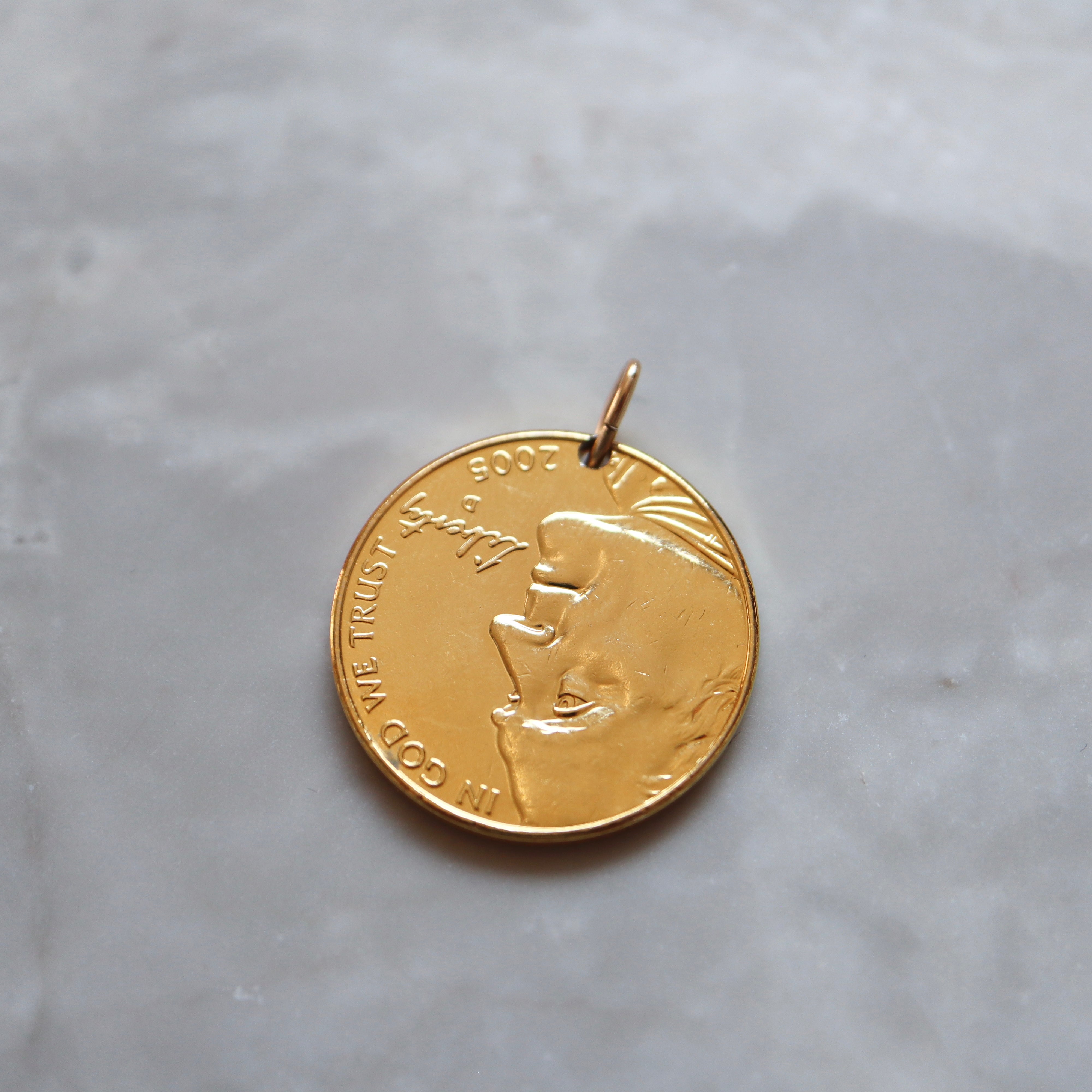 United States | 24K Gold Plated Buffalo Nickel Pendant