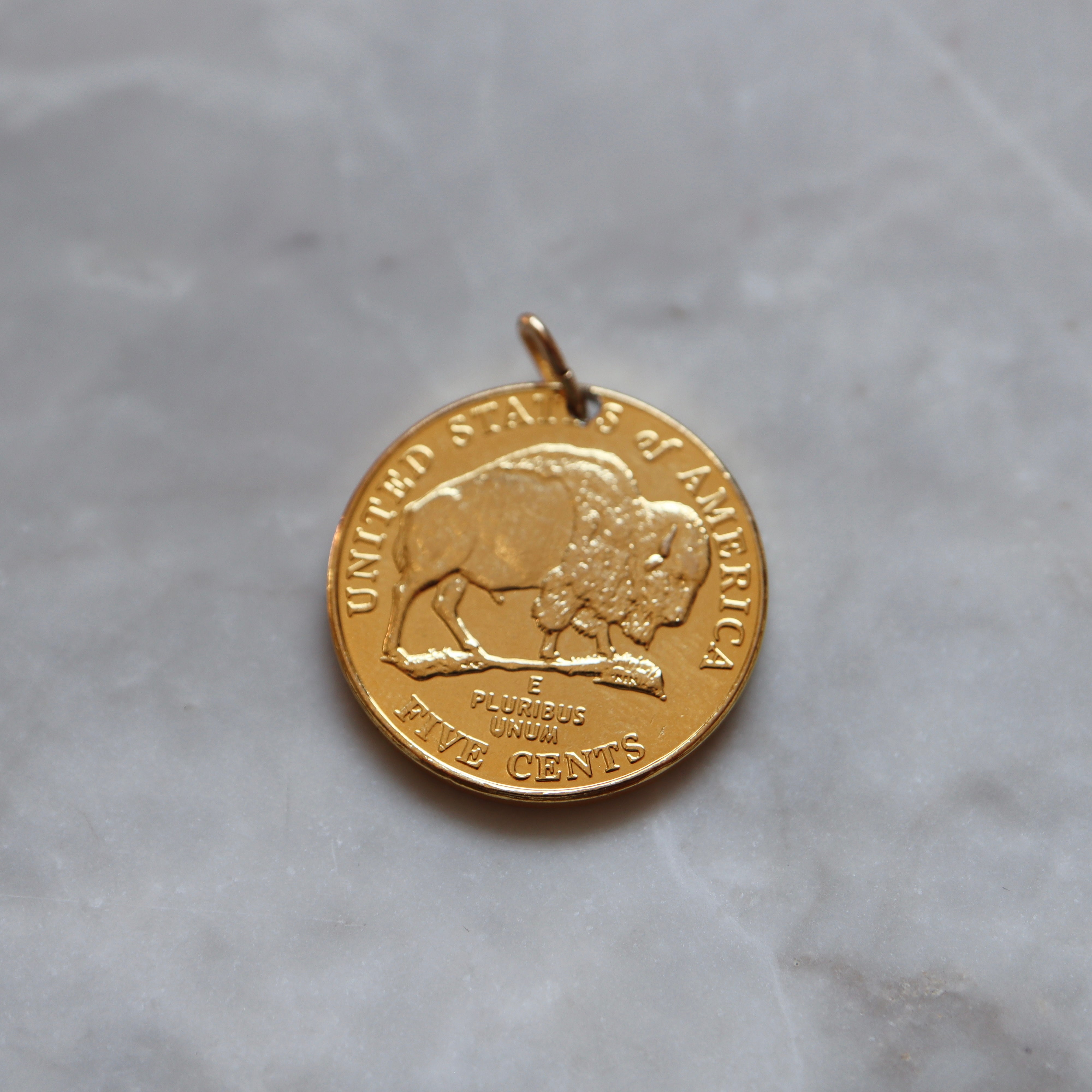 United States | 24K Gold Plated Buffalo Nickel Pendant