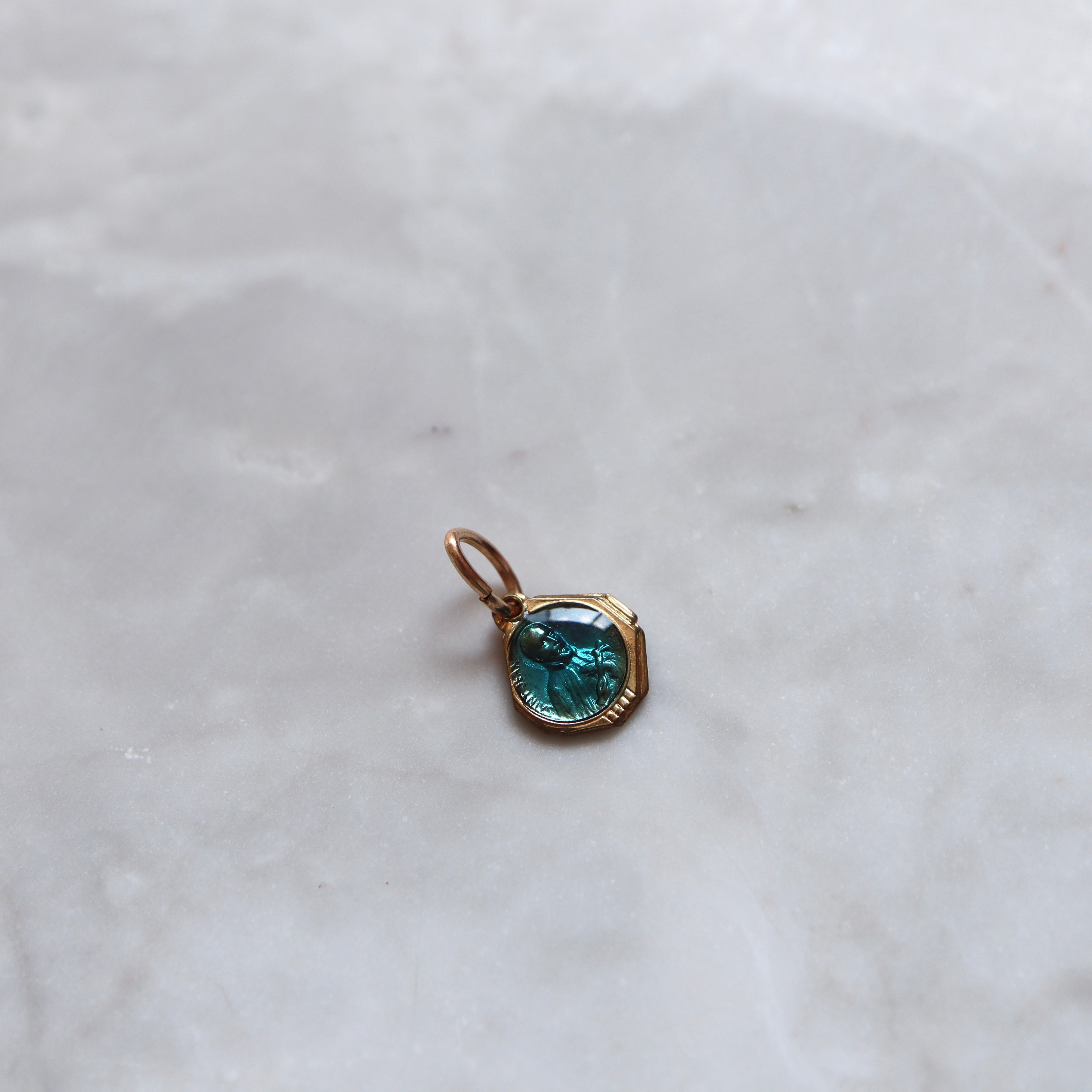 Saint Benedict Blue Enamel Pendant