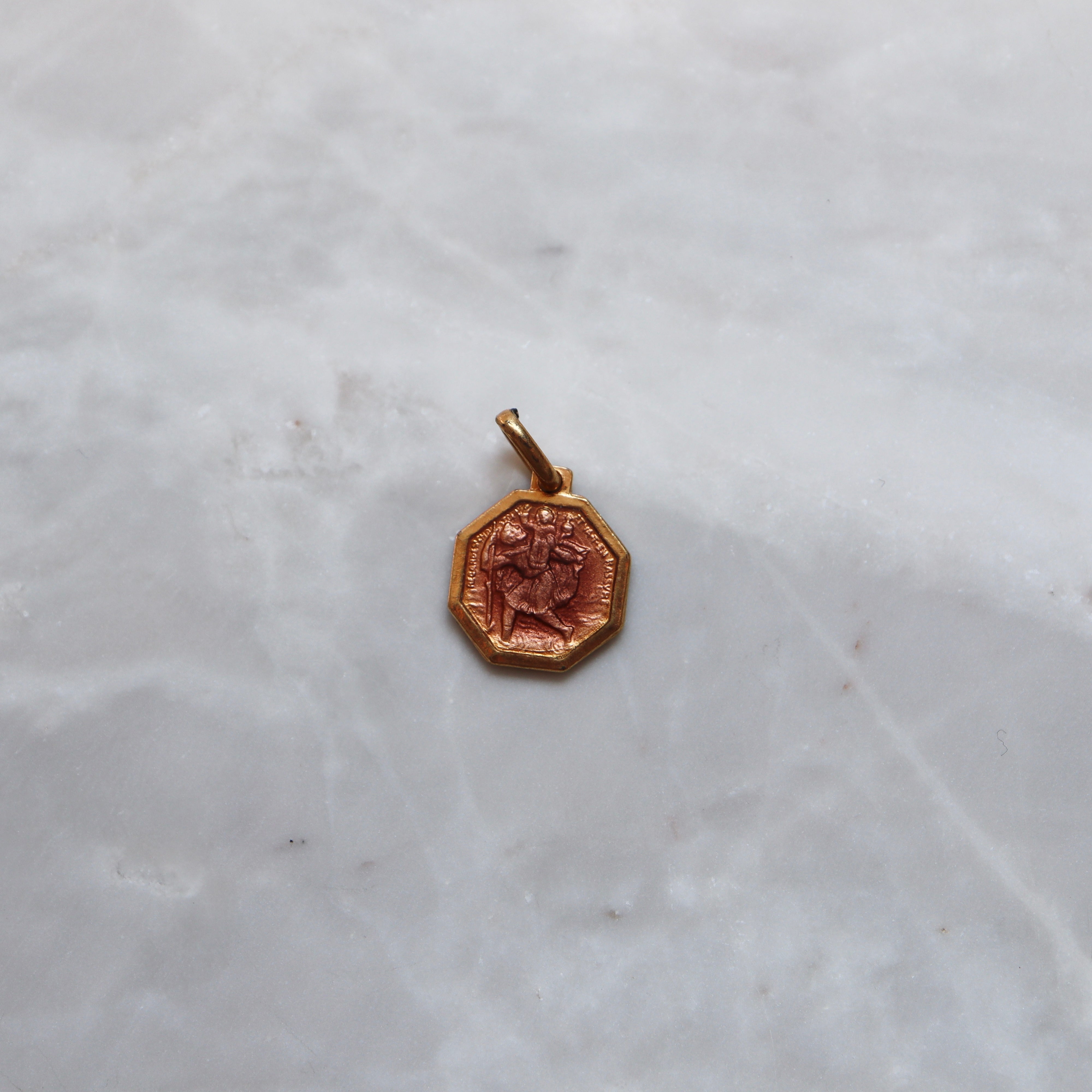 Saint Christopher Rose Gold Charm