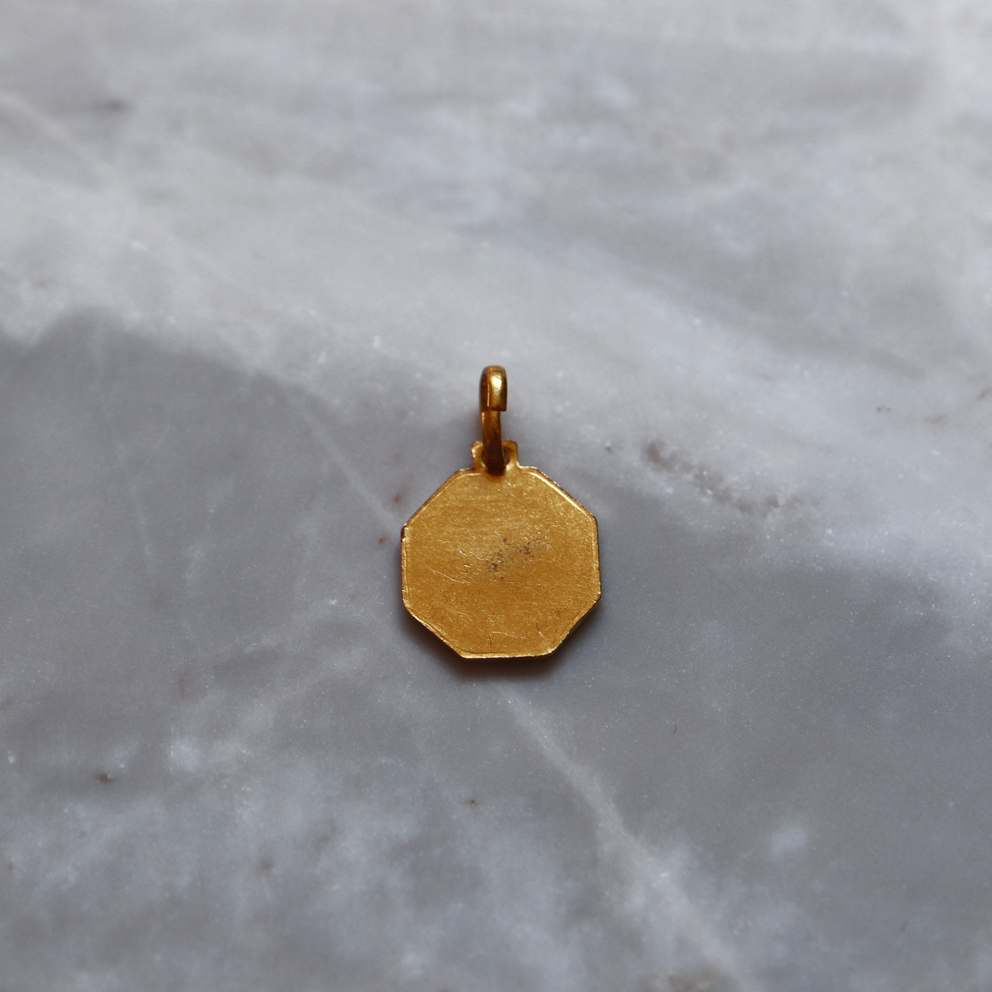 Saint Therese Pendant with Blue Two-Toned Enamel