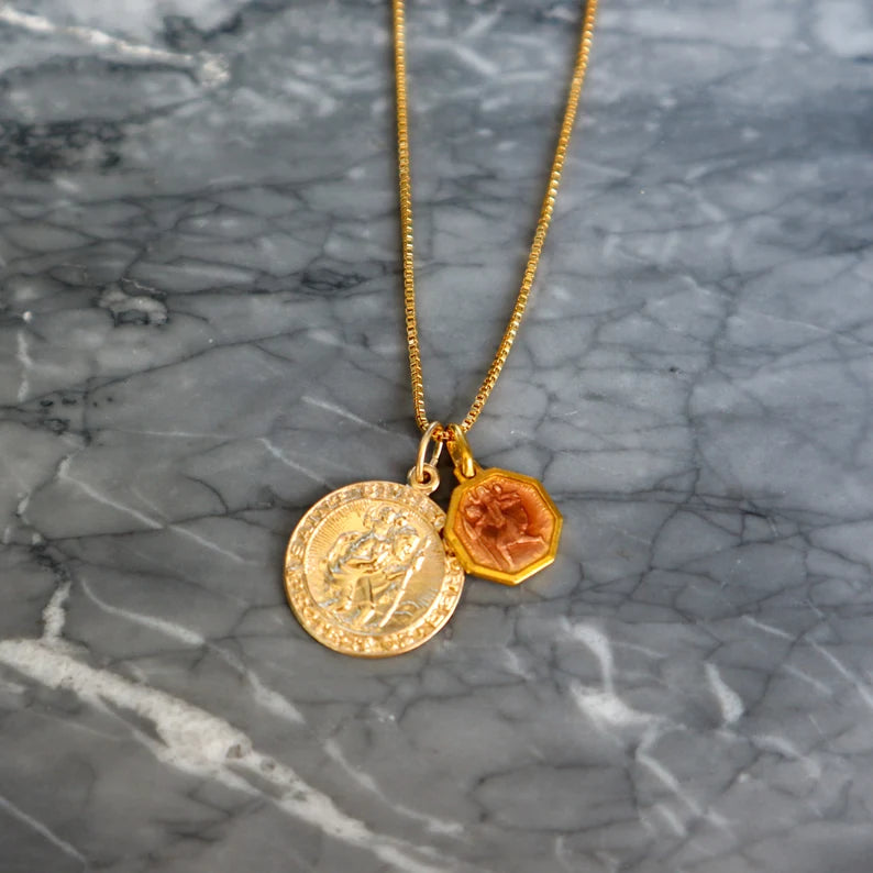 Double Saint Christopher Pendants (Rose Gold)