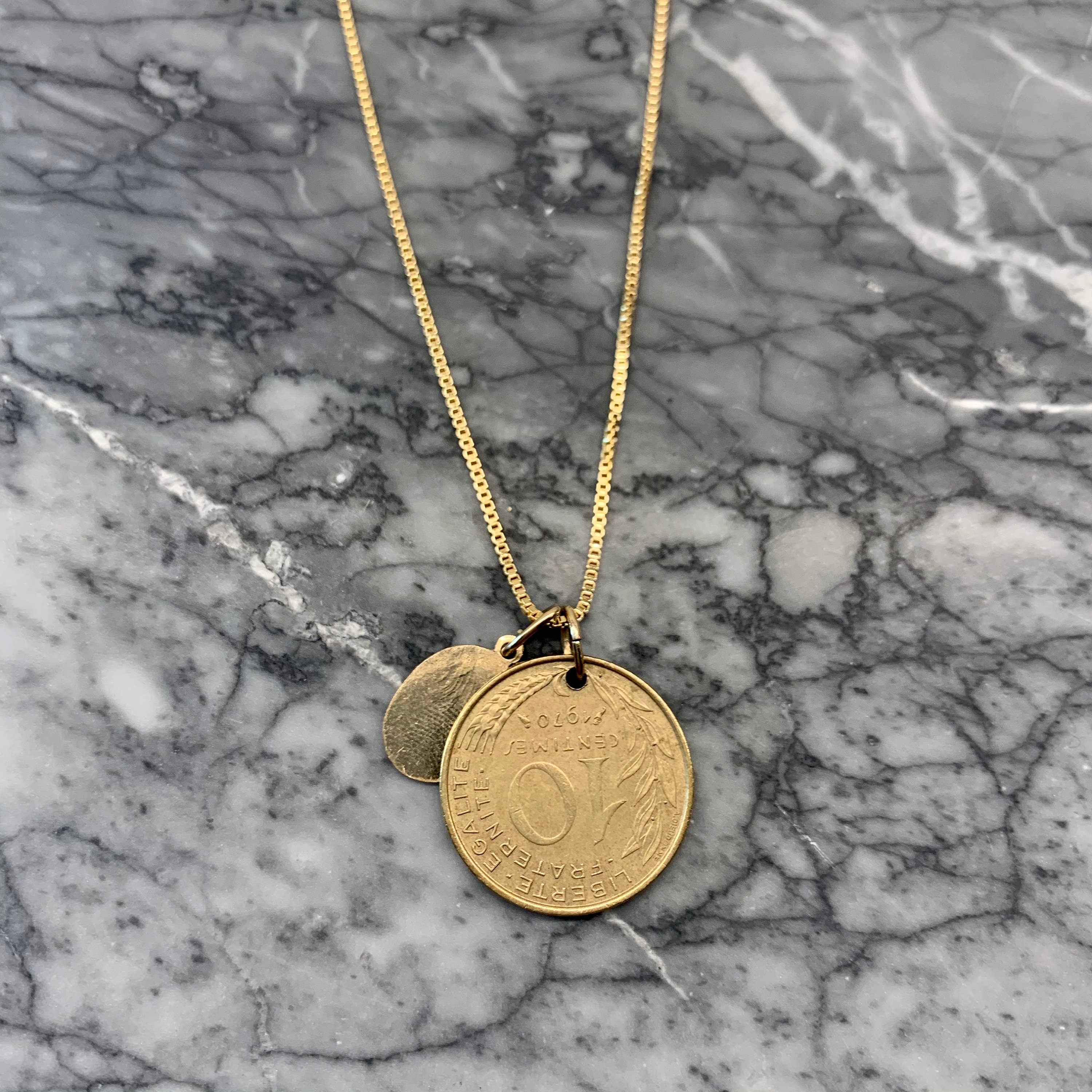FRANCE | Vintage Coin & Saint Christopher Necklace