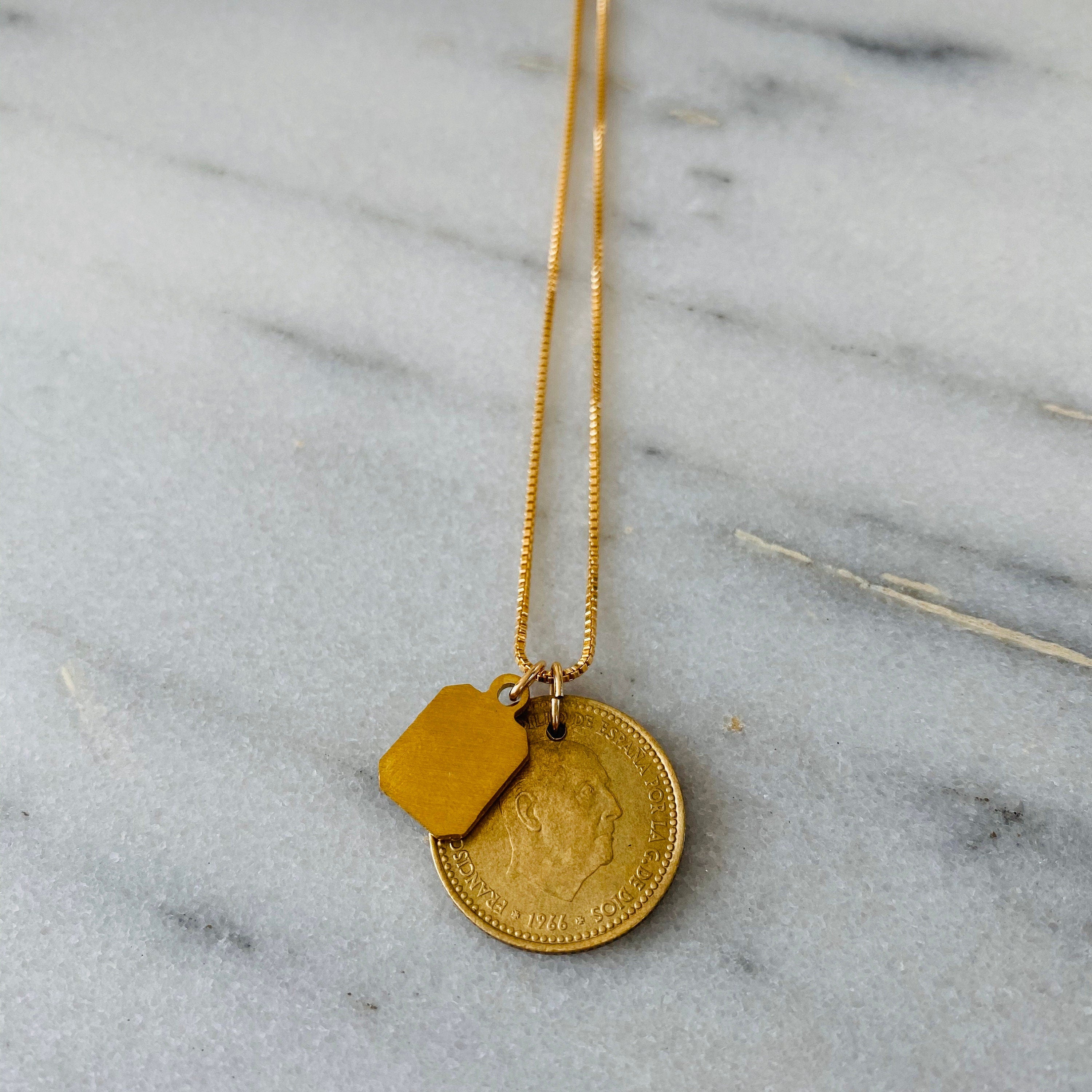 SPAIN | Vintage Coin & Mary Necklace