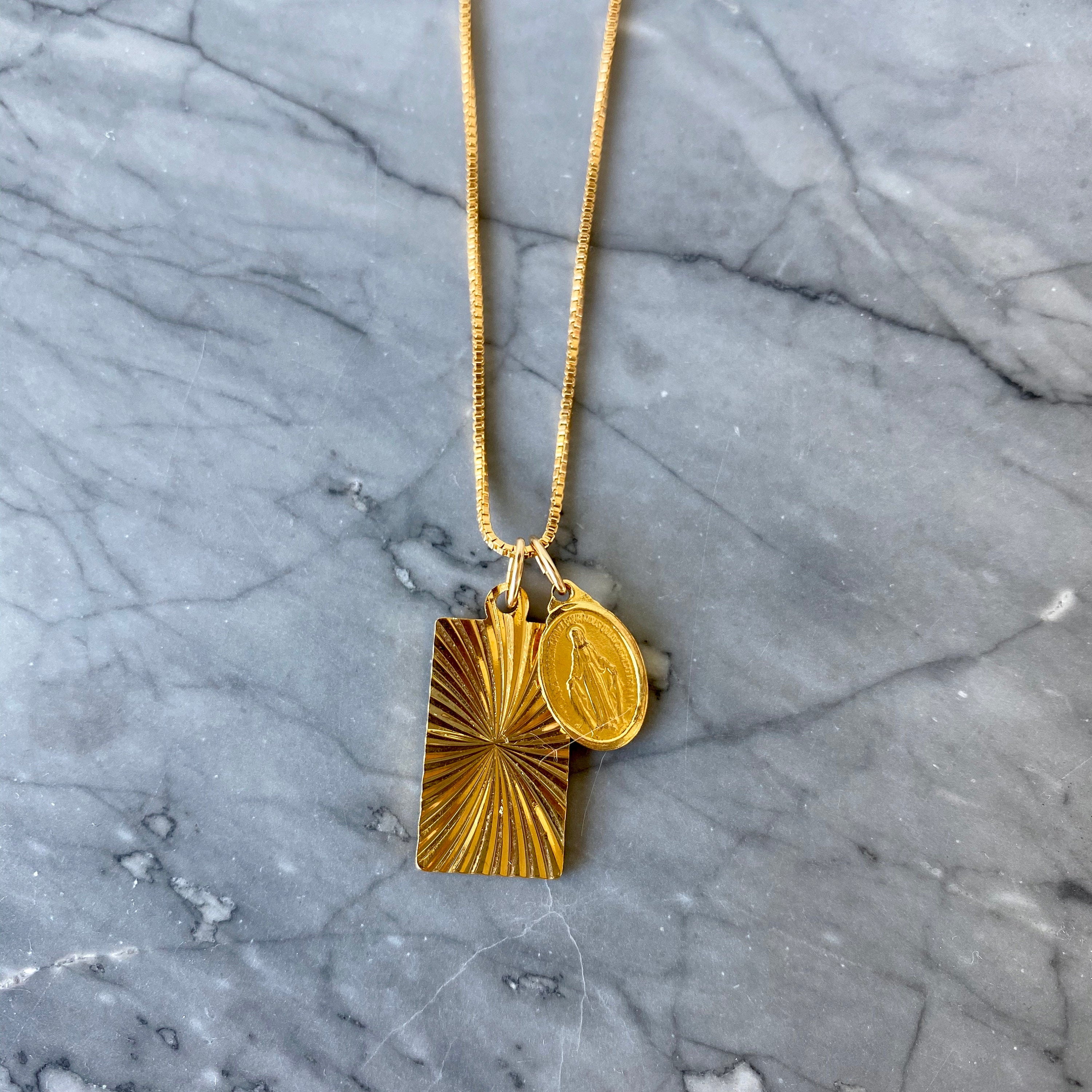 MARY | Vintage Mary & Retro Rectangle Necklace