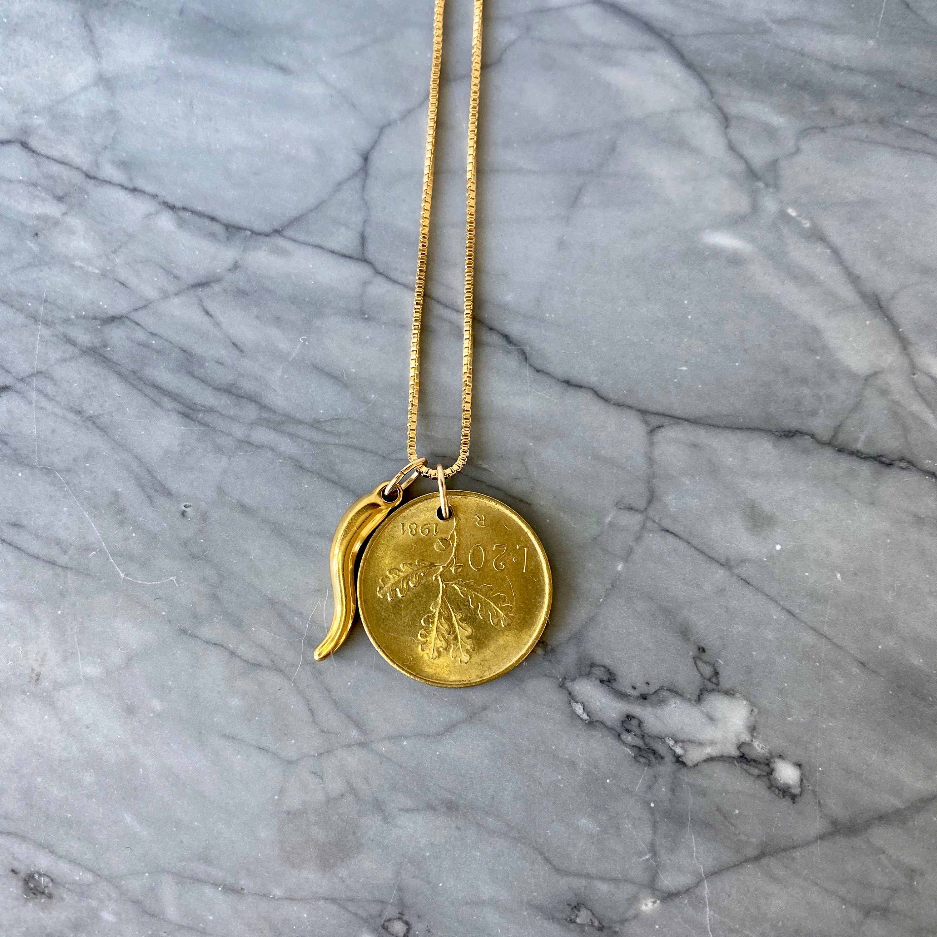 ITALY | Vintage Coin & Italian Horn Necklace