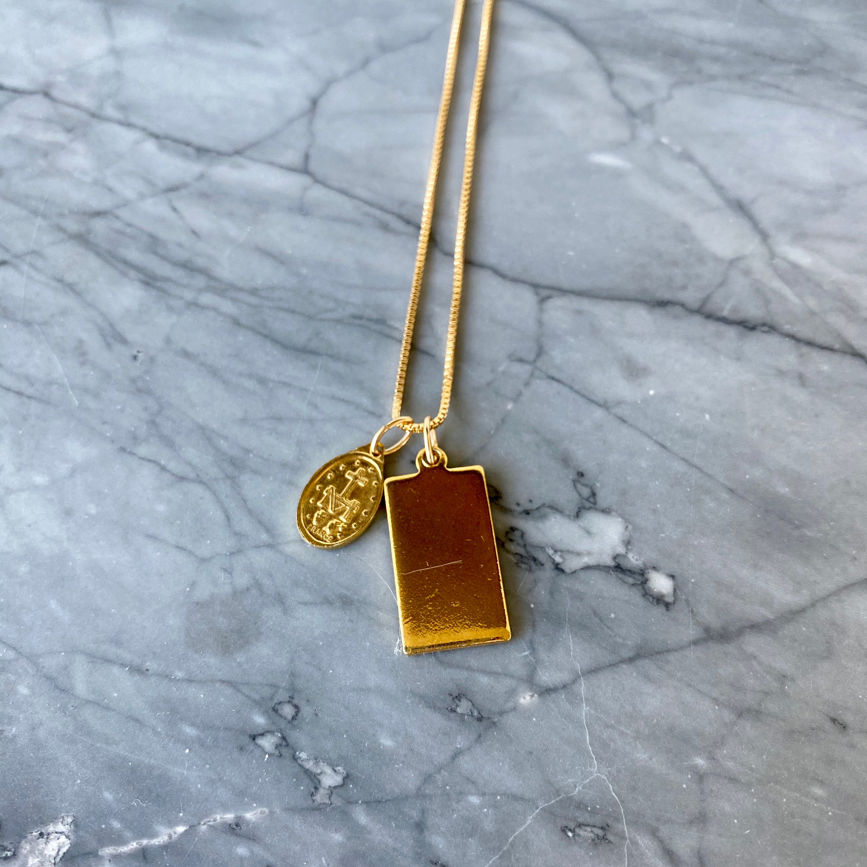 MARY | Vintage Mary & Retro Rectangle Necklace
