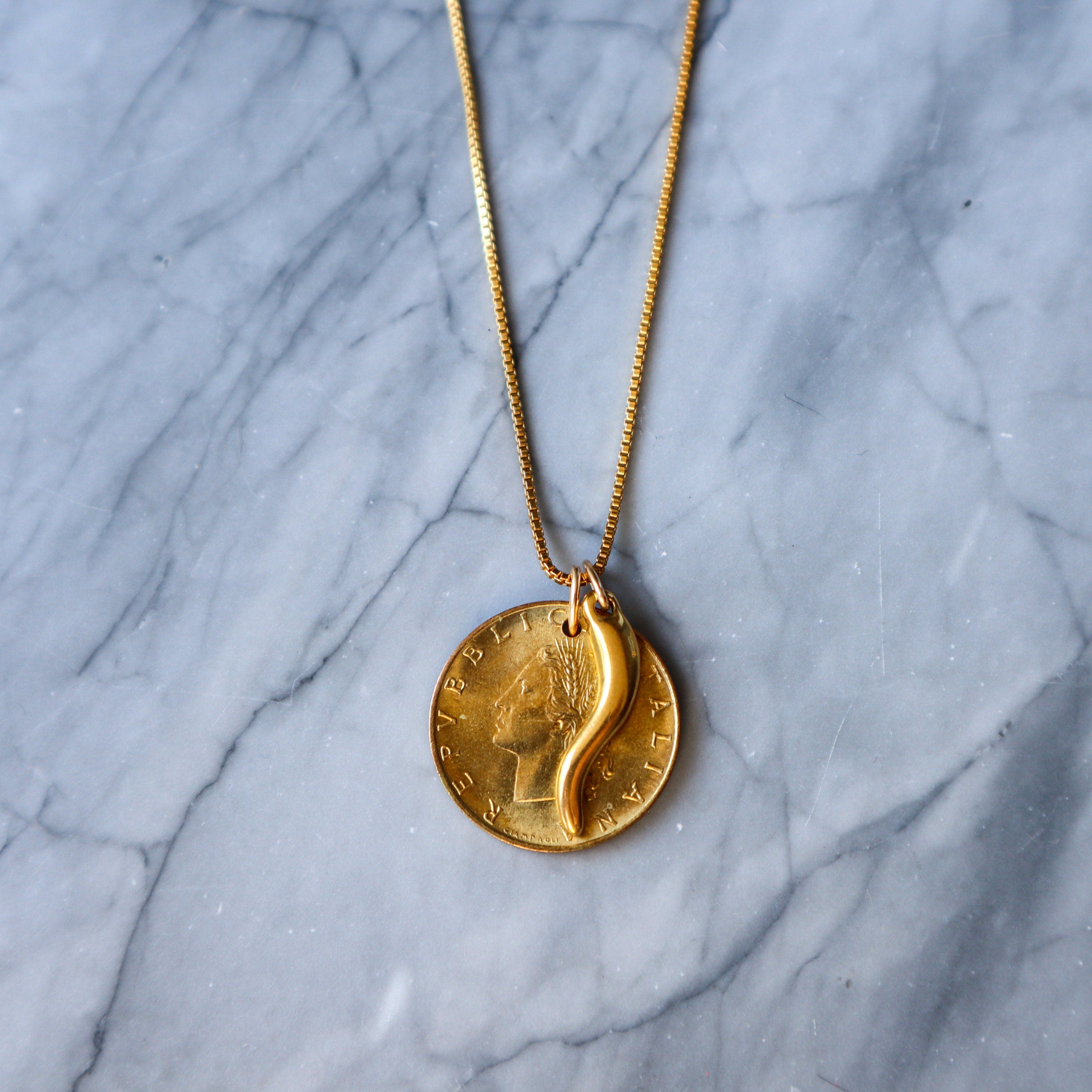 ITALY | Vintage Coin & Italian Horn Necklace