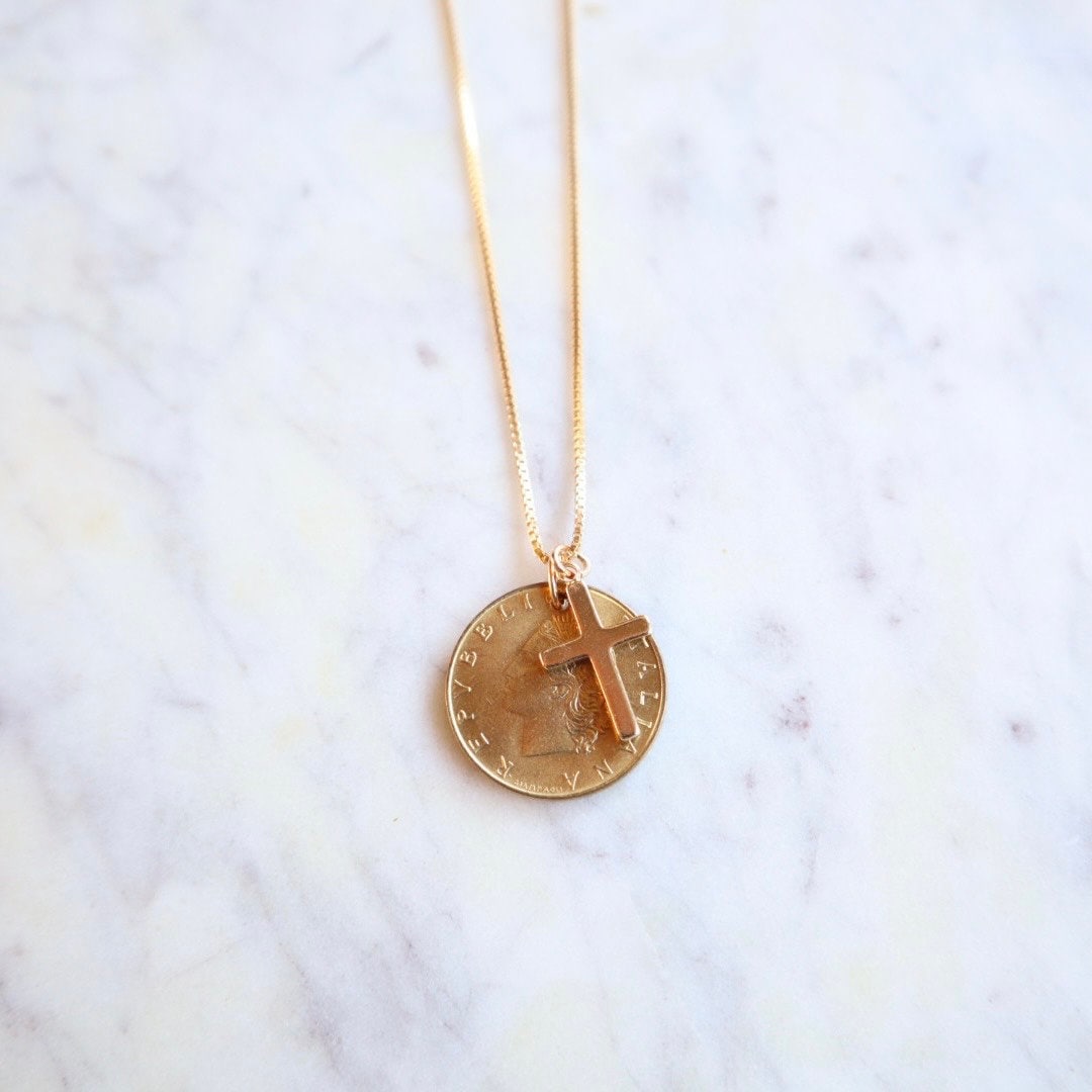 ITALY & CROSS | Vintage Coin Necklace