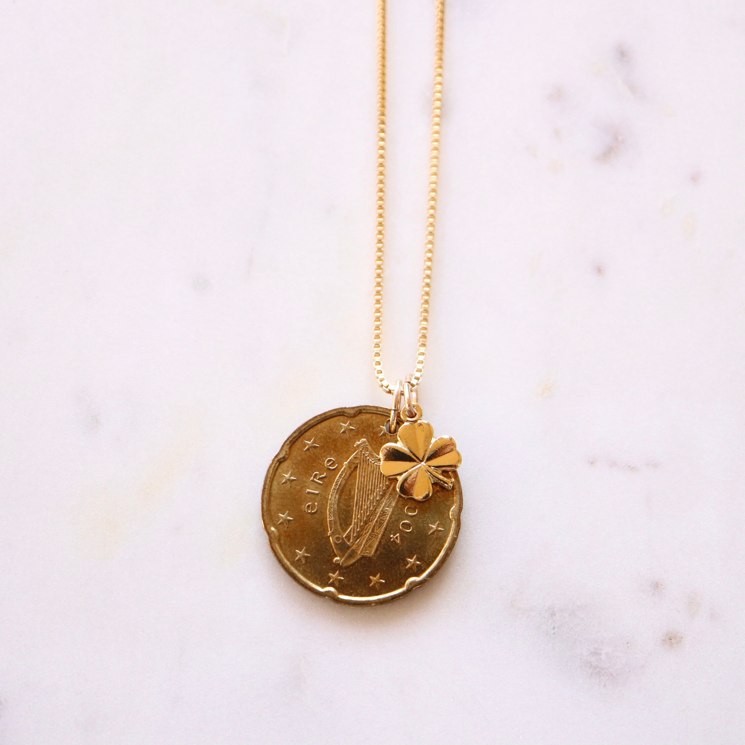 IRELAND | Vintage Coin & Clover Necklace