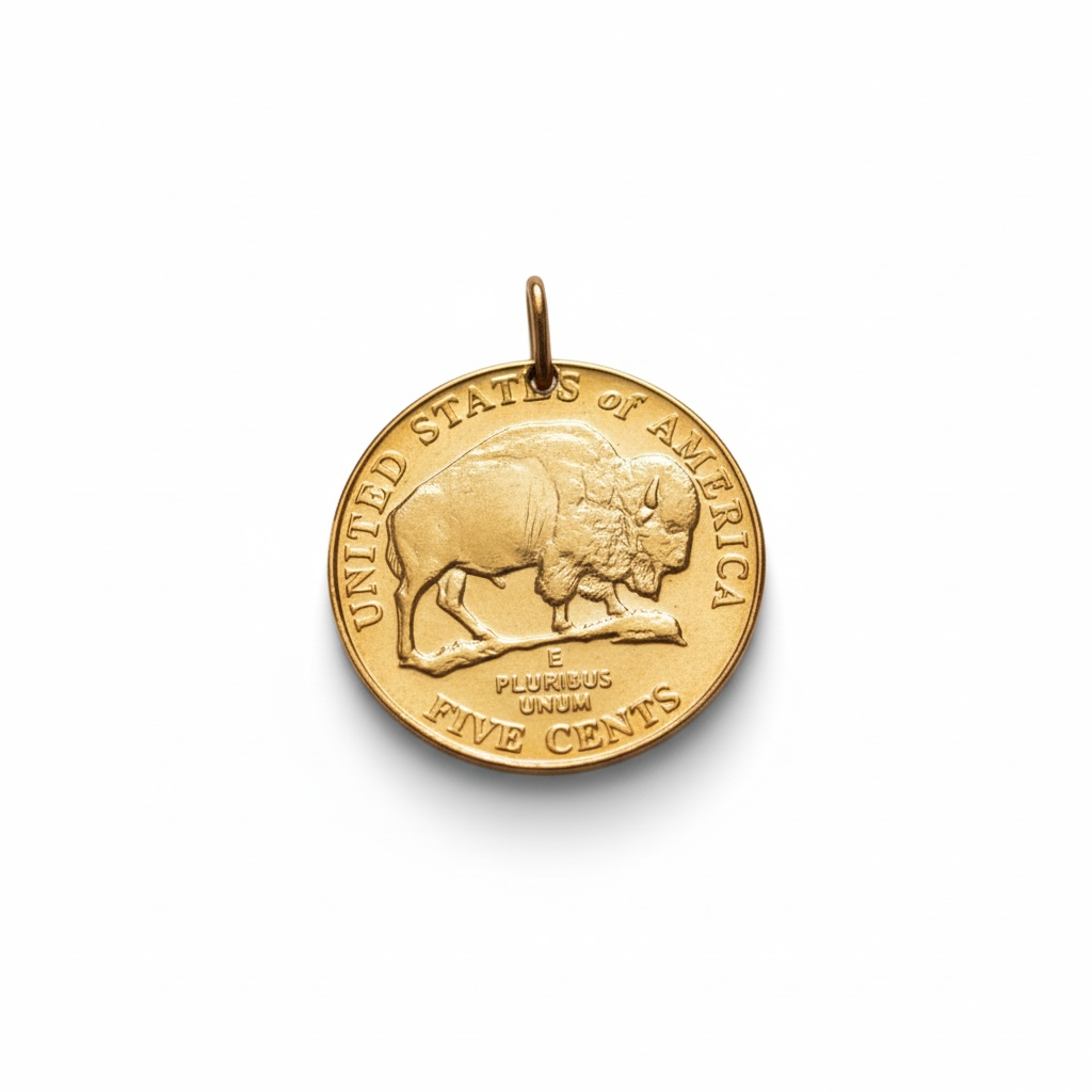United States | 24K Gold Plated Buffalo Nickel Pendant