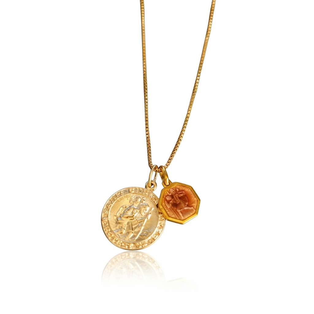 Double Saint Christopher Pendants (Rose Gold)